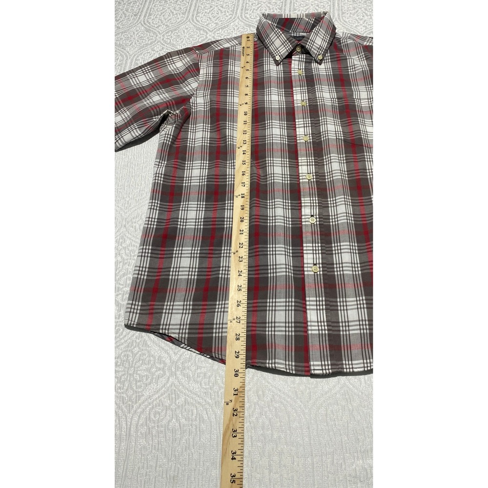 Faded Glory Mens Plaid Short Sleeve Button Down Shirt Grey Granite Red Large L - Picture 5 of 6